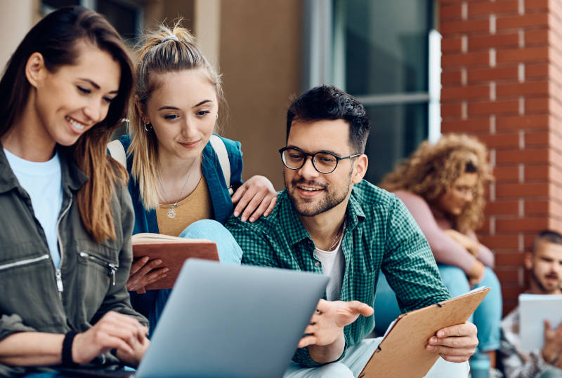 students on campus